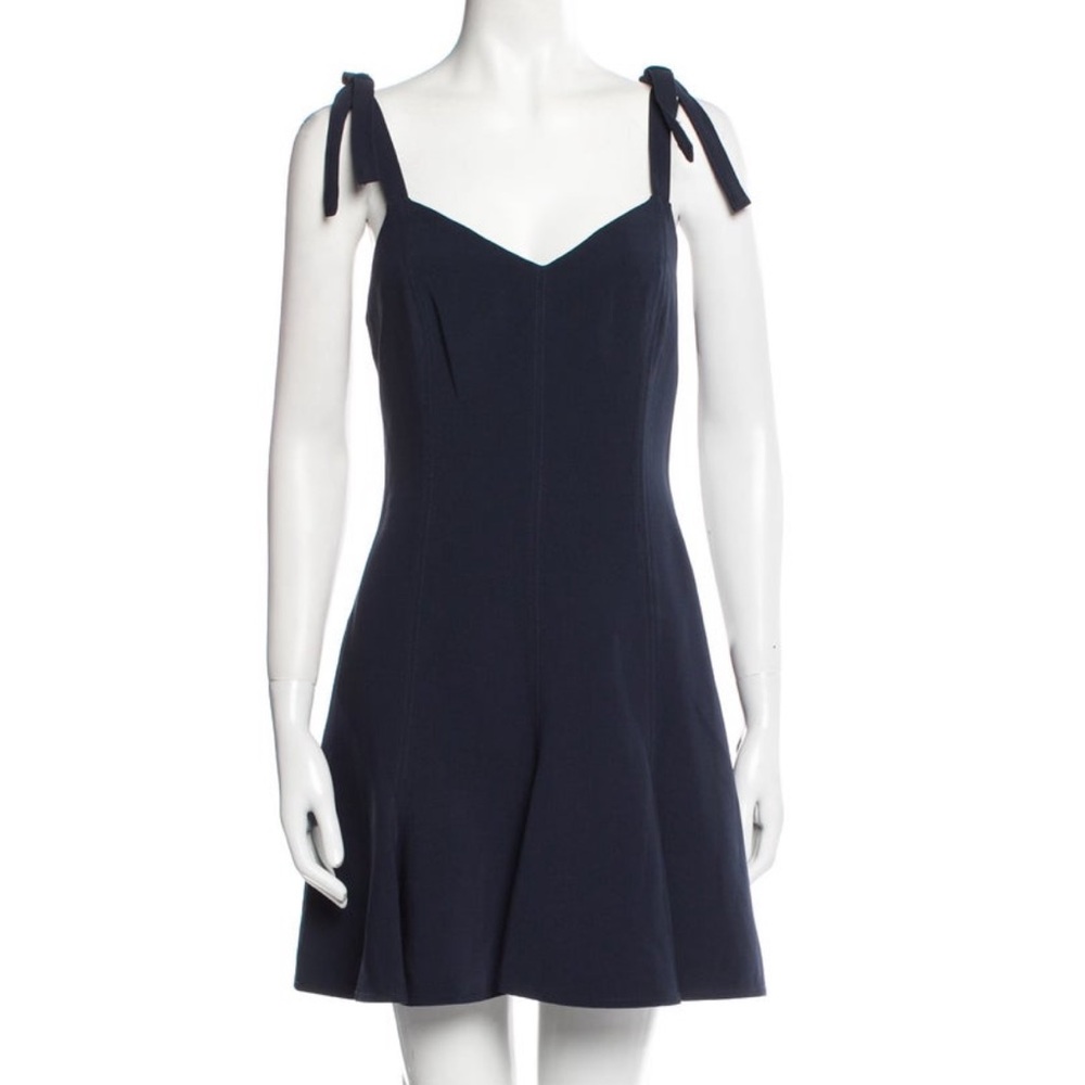 Cinq a Sept Elegant V Neck Navy Dress